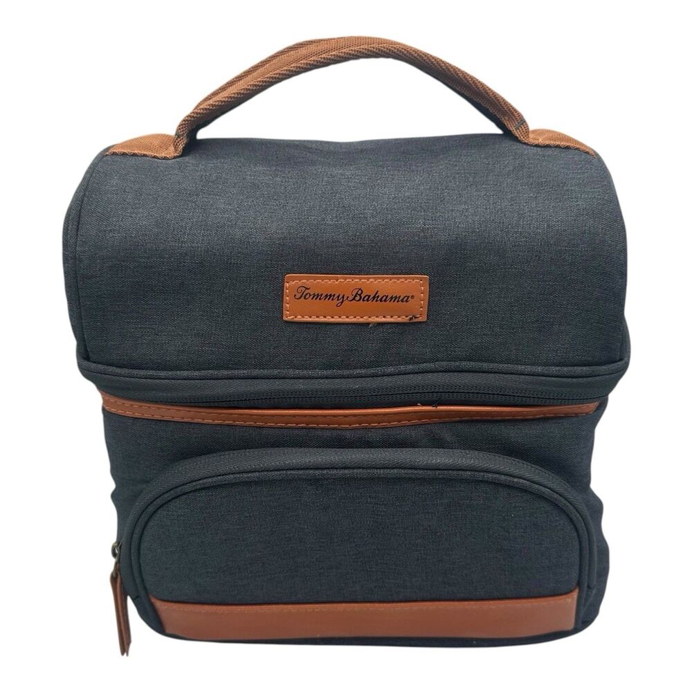 Tommy Bahama Navy Insulated Lunch Bucket Box Zipper w/ Handle